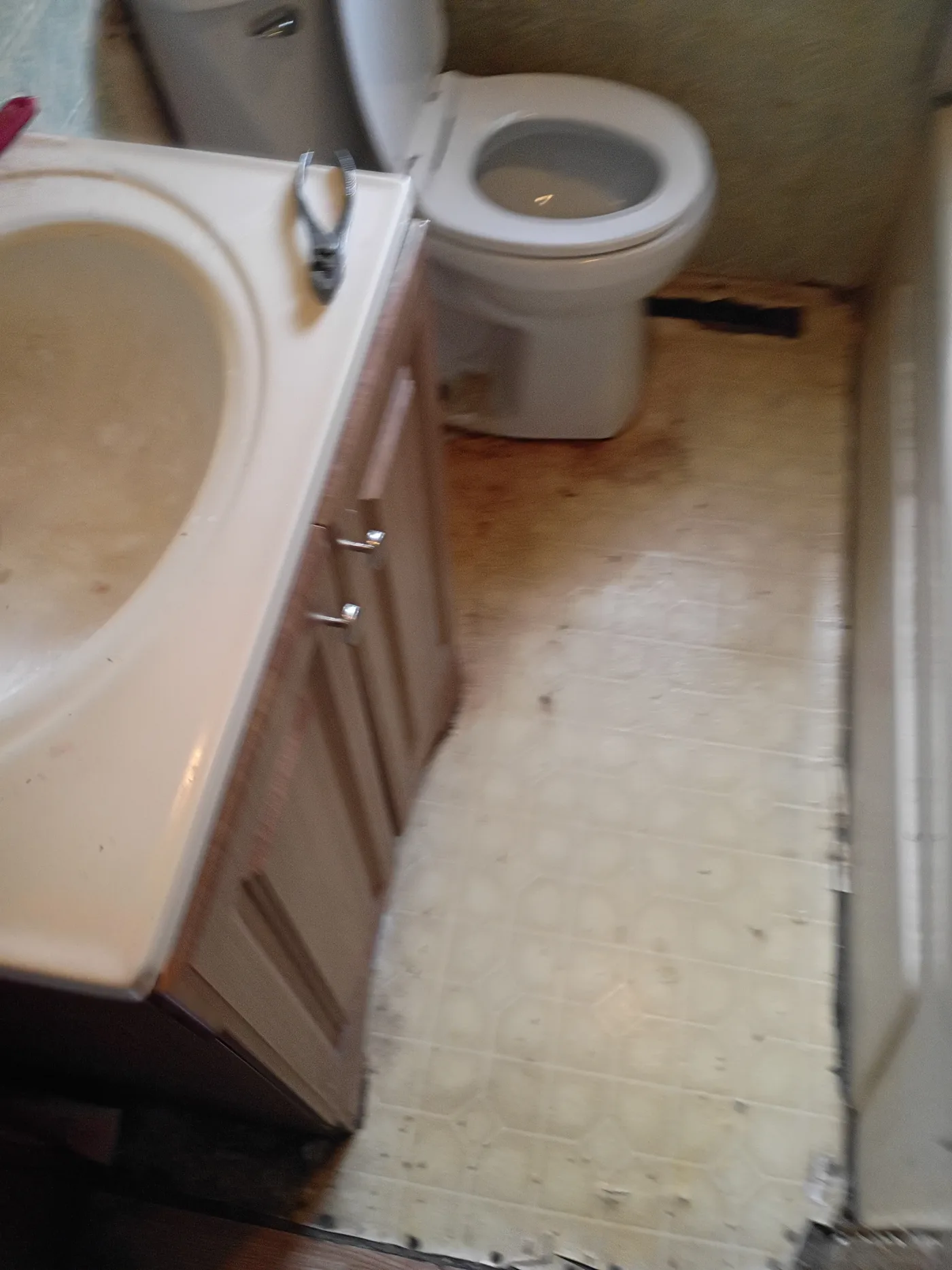 Bathroom stripped back to the studs during a remodel