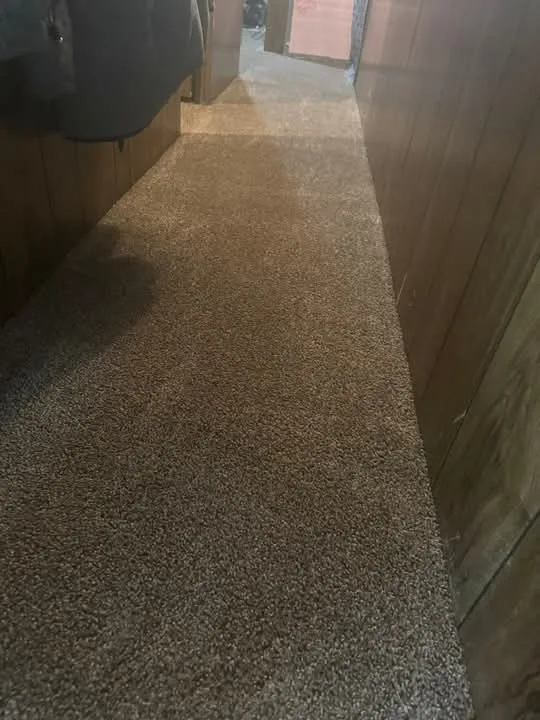 Finished tile floor with a clean grout line pattern